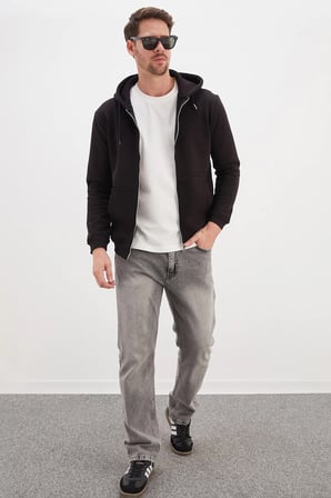 3 İplik Kanguru Cepli kapüşonlu Sweatshirt