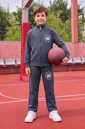 Stay Strong Baskılı Fermuarlı Dik Yaka Erkek Çocuk 2 Li Takım