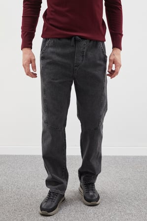 Nervürlü Beli Bağlamalı Mom Jean