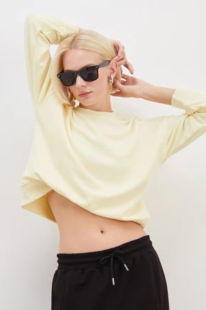 3 İplik Şardonsuz Basic Bisiklet Yaka Sweatshirt