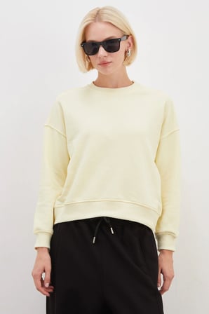 3 İplik Şardonsuz Basic Bisiklet Yaka Sweatshirt
