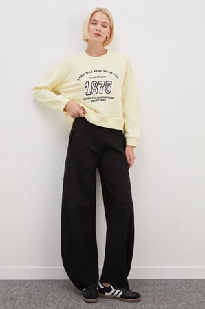 3 İplik Şardonsuz 1875 Baskılı Oversize Sweatshirt