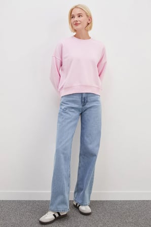 3 İplik Şardonsuz Basic Bisiklet Yaka Sweatshirt