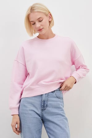3 İplik Şardonsuz Basic Bisiklet Yaka Sweatshirt