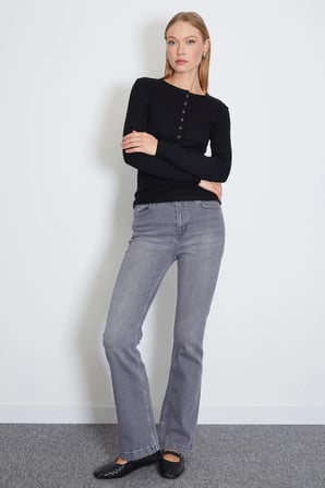 Yarım Çıtçıtlı Slim Fit Bluz
