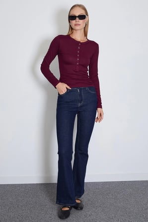 Yarım Çıtçıtlı Slim Fit Bluz