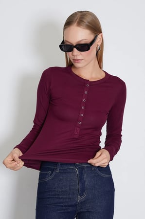 Yarım Çıtçıtlı Slim Fit Bluz