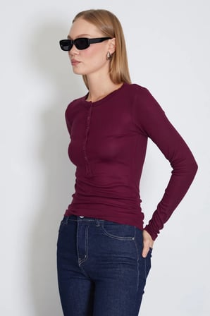Yarım Çıtçıtlı Slim Fit Bluz