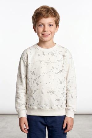 Desenli Yazı Baskılı Bisiklet Yaka Erkek Çocuk Sweatshirt