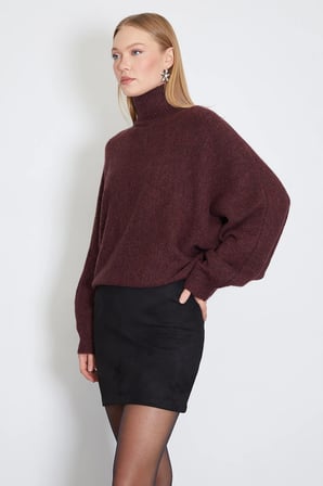 Beli Lastikli Mini Boy Süet Etek