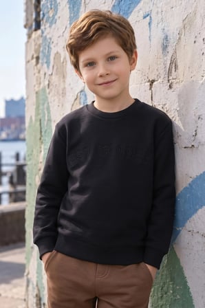 3 İ̇plik Est Yazı Nakışlı Unisex Çocuk Sweatshirt