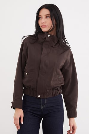 Gizli Fermuarlı Çıtçıtlı Polo Yaka Salaş Ceket