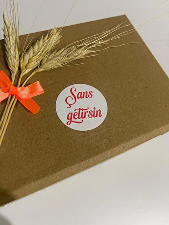 Şans Getirsin Kırmızı Kalın El Yazılı Yuvarlak Yapışkanlı Etiket 4x4 cm 120 adet