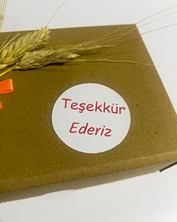 Teşekkür ederiz Kırmızı Yazılı Yuvarlak Yapışkanlı Etiket 3x3 cm 150 adet
