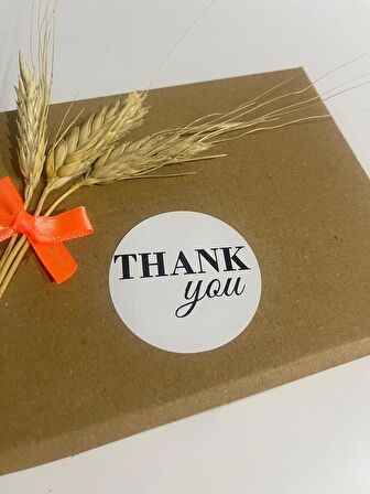 Thank You Siyah Yazılı Yuvarlak Yapışkanlı Etiket 4x4 cm 120 adet