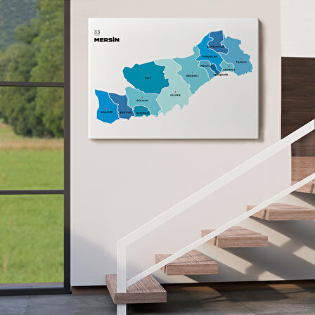 Harita Sepeti Mersin İli ve İlçeler Haritası Dekoratif Kanvas Tablo 1420