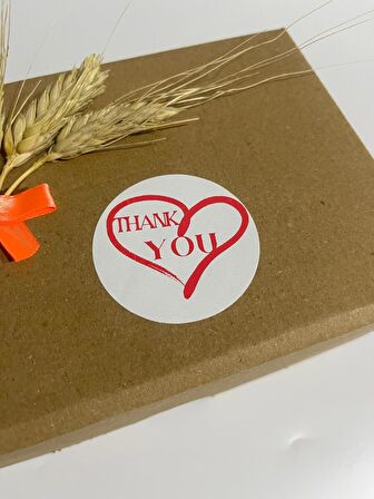 Thank You Kalp İçinde Yuvarlak Yapışkanlı Etiket 5x5 cm 100 adet
