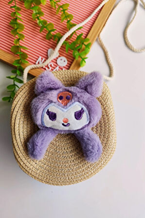 Kız Çocuk Bayramlık Kuromi Hasır Çanta (Askısı Ayarlanabilir)