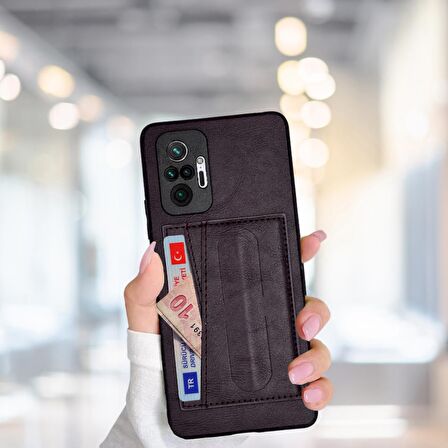 XİAOMİ REDMİ NOTE 10 PRO TLP KARTLIKLI STANDLI  LÜX DERİ KILIF