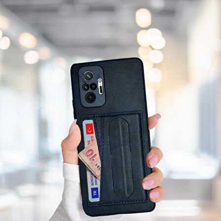 XİAOMİ REDMİ NOTE 10 PRO TLP KARTLIKLI STANDLI  LÜX DERİ KILIF