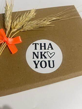 Thank You kenarı Kalpli Yuvarlak Yapışkanlı Etiket 4x4 cm 120 adet