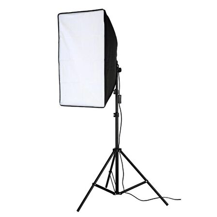 Video ve Fotoğraf için 50 x 70 CM Softbox 2'li Sürekli Işık Seti + 85 W 2 x Spiral Ampul