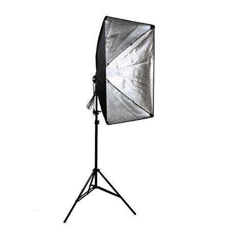 Video ve Fotoğraf için 50 x 70 CM Softbox 2'li Sürekli Işık Seti + 85 W 2 x Spiral Ampul