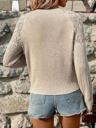 Yeni Sezon Kadın Bisiklet Yaka Uzun Kollu Triko