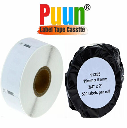 PUUN®Dymo Lw 11355 Muadil Çok Amaçlı Etıket 500 Etiket/paket 19MM x 51MM Labelwriter EL60, LW310, LW320, LW330, LW400, LW450