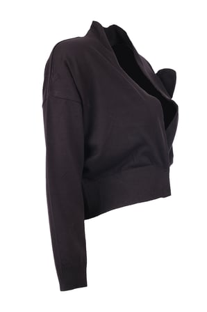 Unique Mode Minimalist V Yaka Uzun Kol Kadın Crop Hırka