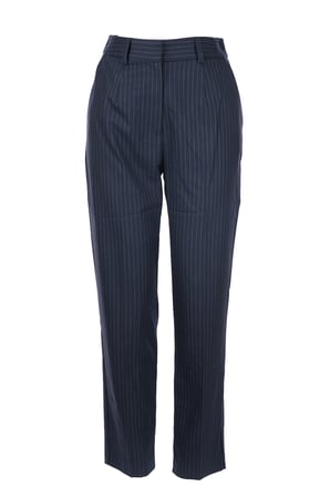 Unique Mode Minimalist Çizgili Midi Kadın Pantolon - Yüksek Bel