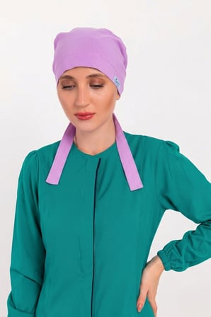 Tesettür Düz Lila Renk Cerrahi Doktor Hemşire Aşçı Hastane Saç Bonesi