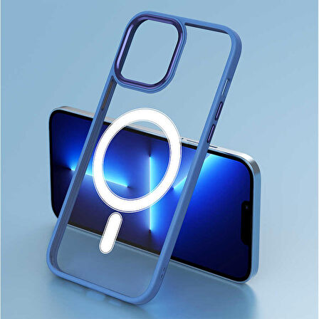 Gpack Apple iPhone 14 Plus Kılıf Wireless Şarj Özellikli Buttom Magsafe Silikon Kapak