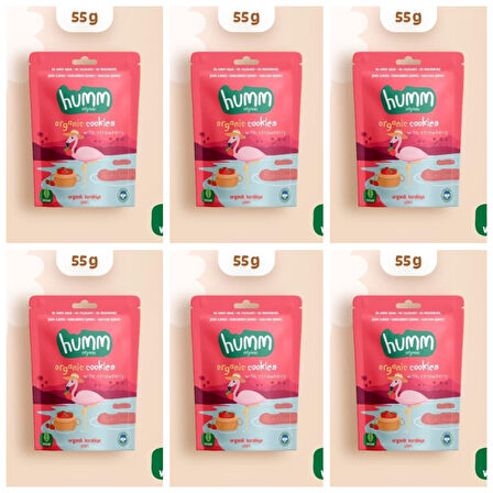 Organik Vegan Çilekli Kurabiye Atıştırmalık Paketi - 6 adet* 55 g