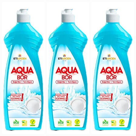 AQUABOR DOĞAL MİNERALLİ  ELDE  BULAŞIK  DETERJANI 3 ADET