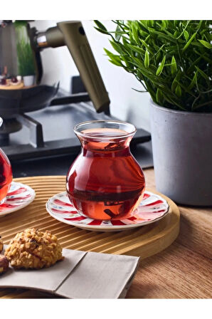 Mercan 6'lı Çay Bardağı Lüx Fenomen Çay Bardağı Geniş Hacimli Bardak