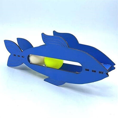 celik avm®  Kediler İçin Ahşap 2 Toplu Eğimli  Sevimli Balık Şeklinde Eğitim Amaçlı Oyuncak