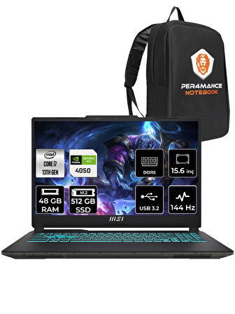 MSI Cyborg 15 i7-13620H 48GB 512GB SSD RTX4050/6GB 15.6" FHD 144HZ FDOS A13VE-897XTR & PER4 ÇANTA