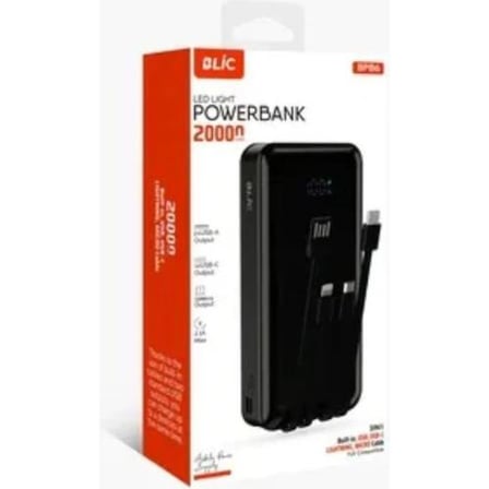 Bpb6 20.000MAH Powerbank Siyah 4 Cihaz ve  Şarj Dahili 3in1 Kablo