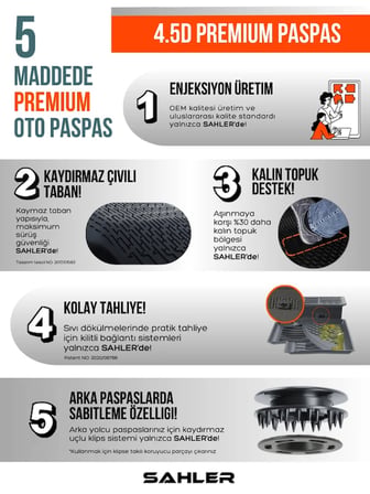 Sahler Volkswagen Tayron 2024 Sonrası Uyumlu 4.5D Premium Havuzlu Oto Paspas Ve Liner Üst Bagaj Havuzu 5 Koltuk