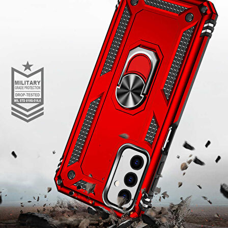 Smcase Samsung Galaxy M23 Kılıf Vega Yüzüklü Standlı Kapak