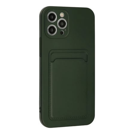 Apple iPhone 12 Pro Max Kılıf Kelvin Kartvizitli Silikon - Koyu Yeşil