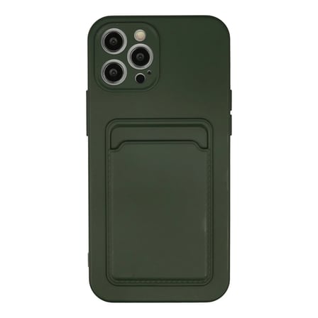 Apple iPhone 12 Pro Max Kılıf Kelvin Kartvizitli Silikon - Koyu Yeşil