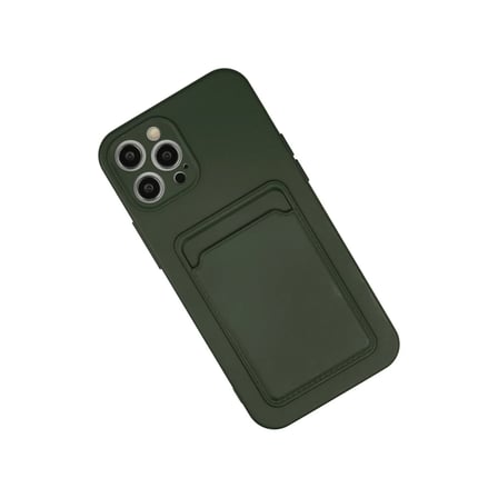 Apple iPhone 12 Pro Max Kılıf Kelvin Kartvizitli Silikon - Koyu Yeşil