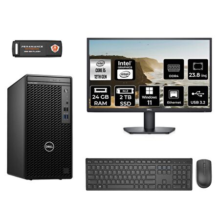 Dell OptiPlex 3000MT i5 12500 24GB 2TB SSD W11H N010O3000MTAC MASAÜSTÜ PC & 23.8" MONİTÖR 