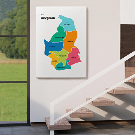 Harita Sepeti Nevşehir İli ve İlçeler Haritası Dekoratif Kanvas Tablo 1427