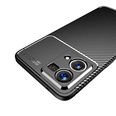 Smcase Oppo Reno 7 4G Kılıf Kamera Korumalı Negro Karbon Dokulu Silikon  Tam Kapatan Ekran Koruyucu