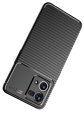 Smcase Oppo Reno 7 4G Kılıf Kamera Korumalı Negro Karbon Dokulu Silikon  Tam Kapatan Ekran Koruyucu