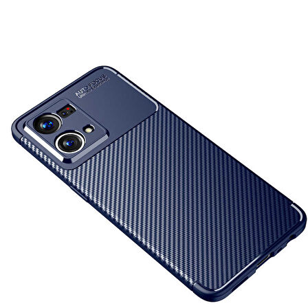 Smcase Oppo Reno 7 4G Kılıf Kamera Korumalı Negro Karbon Dokulu Silikon  Tam Kapatan Ekran Koruyucu