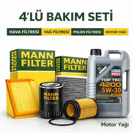 MANN BMW X1 1.5 Benzinli Liqui Moly 4200 Motor Yağı Filtre Seti (2017-2022) 4 Lü